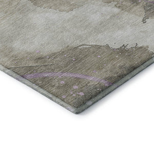 HomeRoots 8' X 8' Abstract Round Rug in Taupe, Lavender & Ivory – Washable, UV-Protected, Durable & Stylish! 694263
