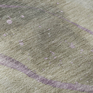 HomeRoots 8' X 8' Abstract Round Rug in Taupe, Lavender & Ivory – Washable, UV-Protected, Durable & Stylish! 694263
