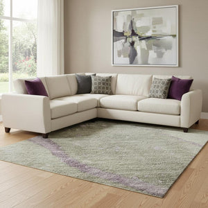 HomeRoots 8' Modern Abstract Taupe Lavender Ivory Area Rug – Washable, UV Protected, Durable & Stylish Home Decor 694264