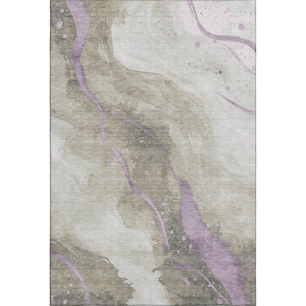 HomeRoots 10' X 14' Taupe Lavender Ivory Abstract Area Rug - Washable, UV Protected & Perfect for High-Traffic Spaces 694266
