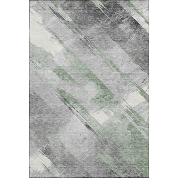 HomeRoots 9' X 12' Artichoke Green Striped Area Rug - Washable, UV Protected & Durable for High-Traffic Spaces 694271