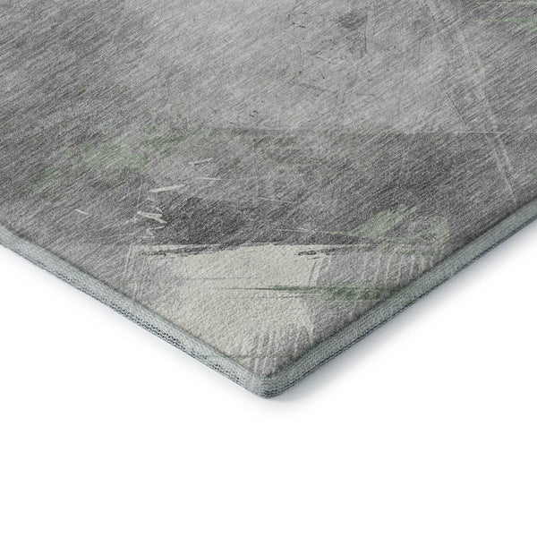 HomeRoots 9' X 12' Artichoke Green Striped Area Rug - Washable, UV Protected & Durable for High-Traffic Spaces 694271