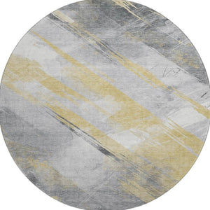 HomeRoots 8' X 8' Striped Washable Round Rug with UV Protection - Stylish, Durable, Perfect for High-Traffic Homes! 694275