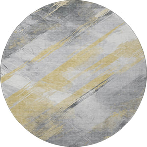 HomeRoots 8' X 8' Striped Washable Round Rug with UV Protection - Stylish, Durable, Perfect for High-Traffic Homes! 694275