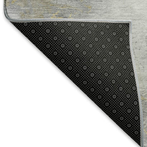 HomeRoots 8' Gold Gray Ivory Striped Washable Area Rug - UV Protected, Stain Resistant, Perfect for High-Traffic Spaces 694276