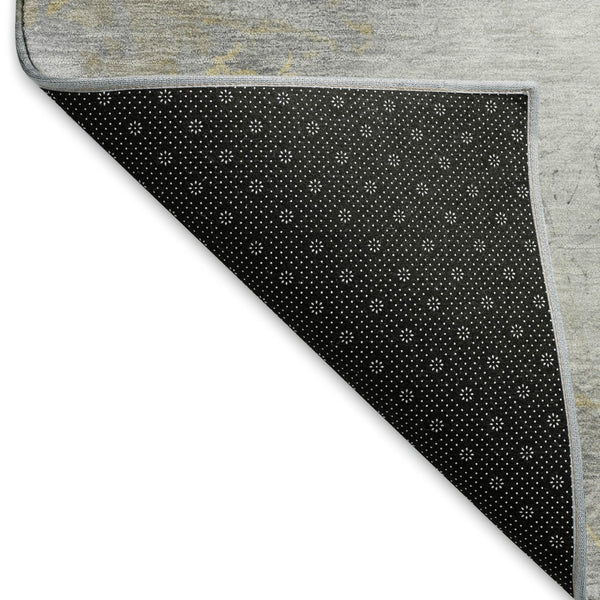 HomeRoots 8' Gold Gray Ivory Striped Washable Area Rug - UV Protected, Stain Resistant, Perfect for High-Traffic Spaces 694276