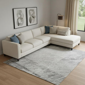 HomeRoots 9' X 12' Gray Silver and Charcoal Striped Washable Area Rug - Durable, UV-Protected & Stylish Design 694283