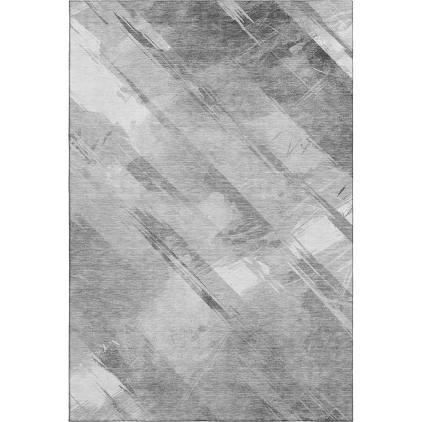 HomeRoots 10' Gray Silver Charcoal Striped Washable Area Rug – UV Protected, Stain Resistant & Durable Design 694284