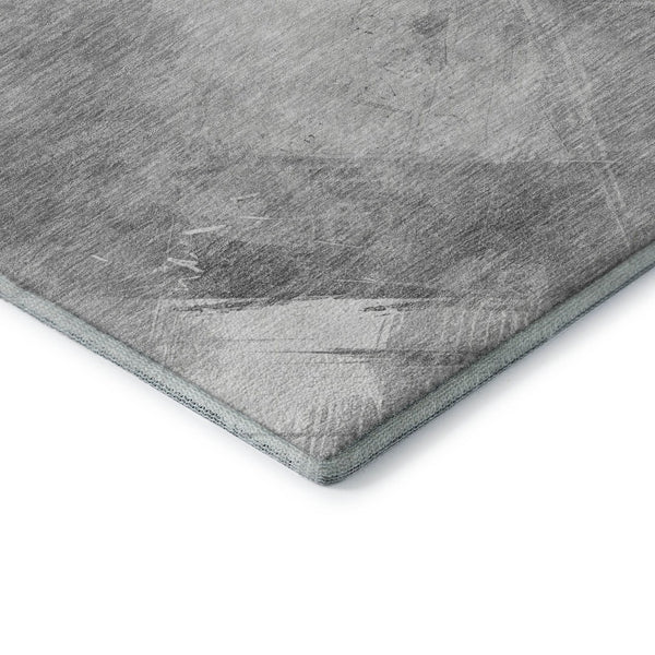 HomeRoots 10' Gray Silver Charcoal Striped Washable Area Rug – UV Protected, Stain Resistant & Durable Design 694284