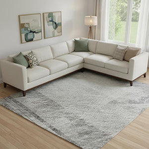 HomeRoots 10' Gray Silver Charcoal Striped Washable Area Rug – UV Protected, Stain Resistant & Durable Design 694284