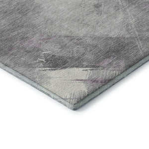 HomeRoots 9' X 12' Stylish Lavender Gray & Silver Striped Washable Area Rug with UV Protection & Durability 694289
