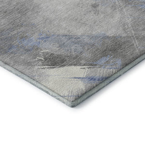 HomeRoots 8' Sky Blue Gray and Silver Striped Washable Area Rug – UV Protected, Durable, Stain-Resistant Design 694294