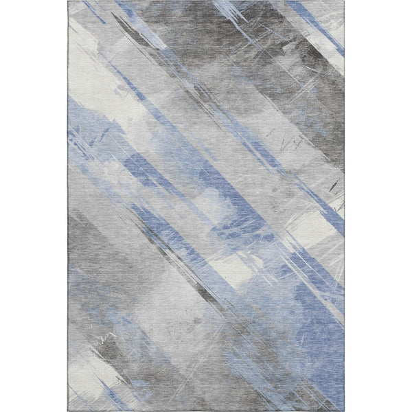 HomeRoots 9' Sky Blue Gray Silver Striped Area Rug - Durable, Washable, UV Protected for Indoor & Outdoor Use 694295