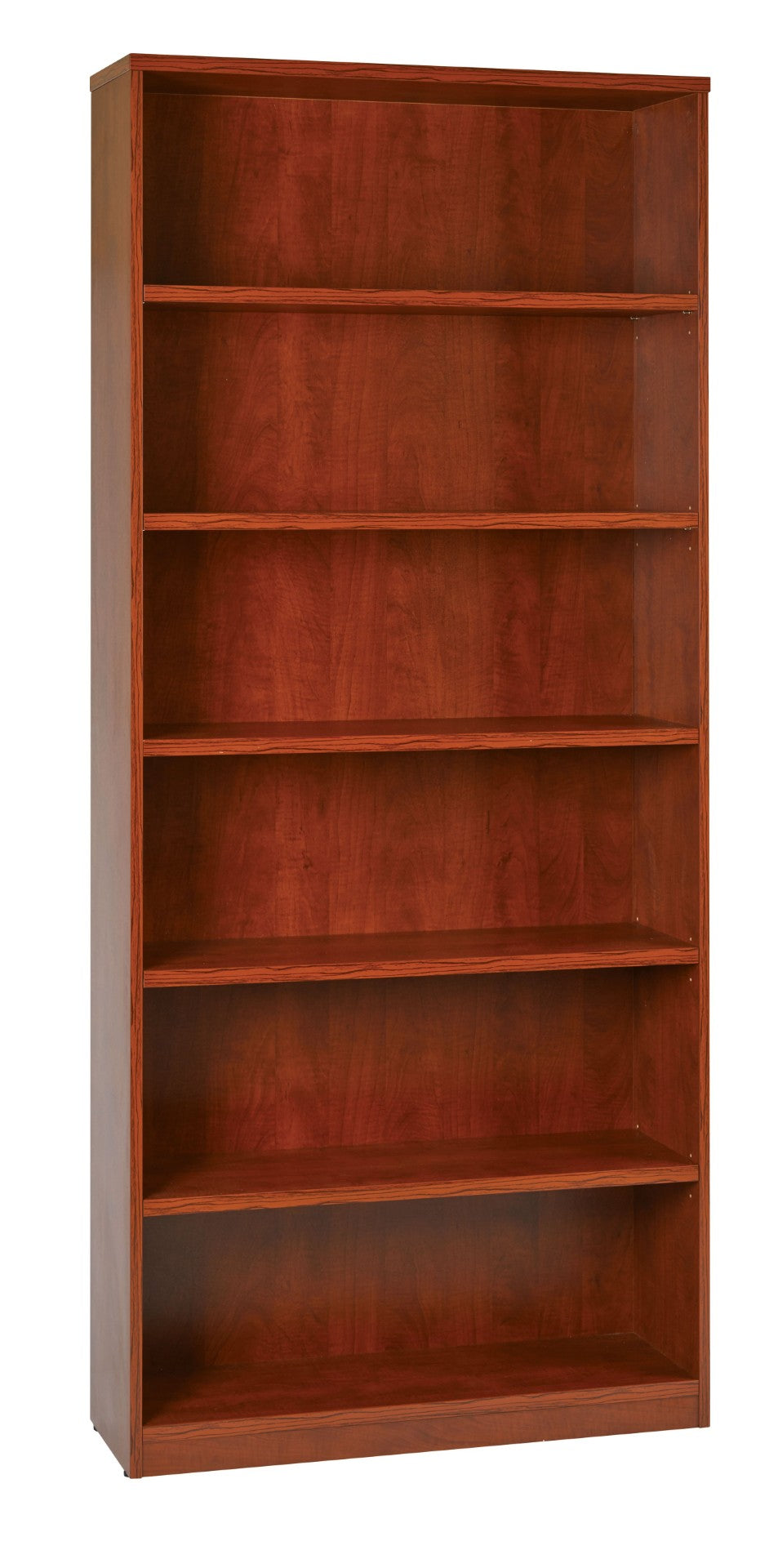 OSP Home Furnishings 36wx12dx84h Six Shelf Bookcase Adjustable Commercial Grade Laminate Office Storage Unit Cherry LBC361284-CHY