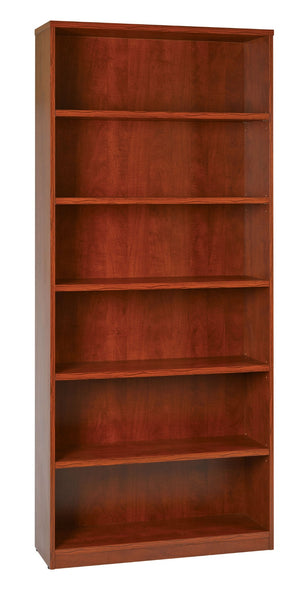 OSP Home Furnishings 36wx12dx84h Six Shelf Bookcase Adjustable Commercial Grade Laminate Office Storage Unit Cherry LBC361284-CHY