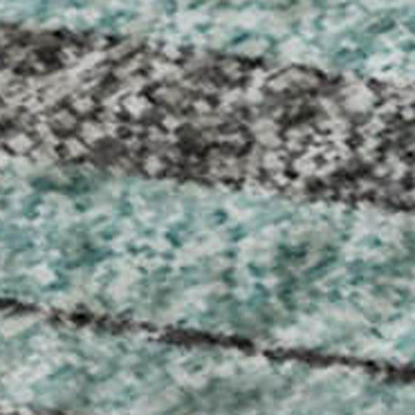 HomeRoots 9' X 12' Durable Teal Gray & Silver Striped Area Rug - Washable, UV-Protected, Pet-Friendly Design 694301