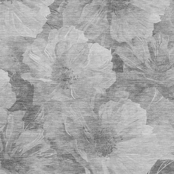 HomeRoots 8' Gray Silver And Charcoal Floral Area Rug - Washable, Stain Resistant, UV Protected for Busy Homes 694314