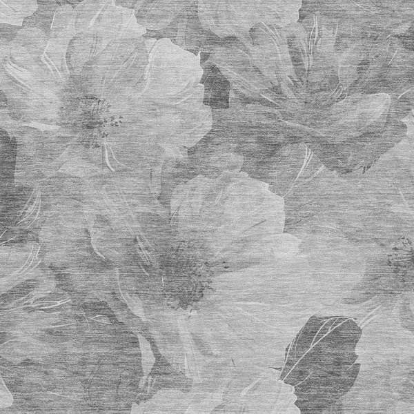 HomeRoots 9' X 12' Floral Washable Area Rug in Gray & Charcoal – UV Protected, Durable, Perfect for Pets! 694315