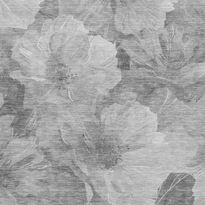 HomeRoots 10' X 14' Washable Floral Area Rug in Gray, Silver & Charcoal - Stain Resistant & UV Protected 694316