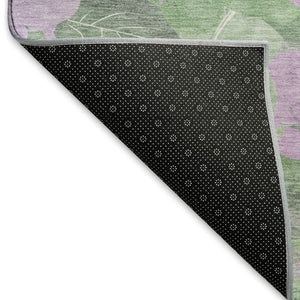 HomeRoots 5' X 8' Floral Area Rug in Lavender and Green - Washable, Stain Resistant, UV Protected for Homes 694318