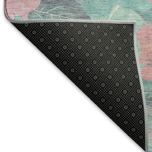 HomeRoots 9' X 12' Vibrant Pink & Teal Floral Area Rug - Washable, UV Protected, Perfect for Family Spaces! 694333