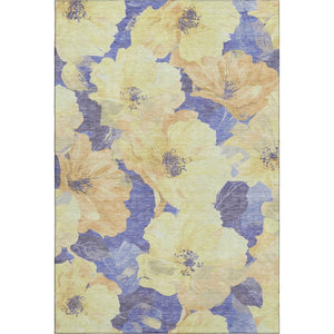 HomeRoots 5' X 8' Floral Area Rug in Wheat and Lavender – Washable, Stain-Resistant, UV Protected Design! 694348