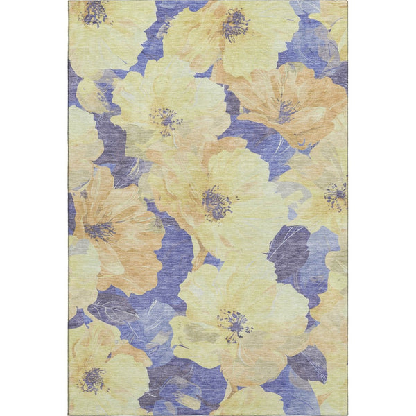 HomeRoots 5' X 8' Floral Area Rug in Wheat and Lavender – Washable, Stain-Resistant, UV Protected Design! 694348