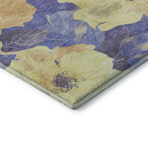 HomeRoots 5' X 8' Floral Area Rug in Wheat and Lavender – Washable, Stain-Resistant, UV Protected Design! 694348