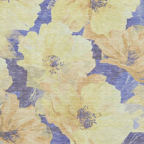 HomeRoots 5' X 8' Floral Area Rug in Wheat and Lavender – Washable, Stain-Resistant, UV Protected Design! 694348