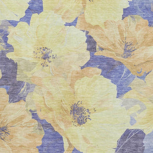 HomeRoots 9' X 12' Floral Area Rug in Wheat & Lavender – Washable, Stain Resistant, & UV Protected for Durability 694351