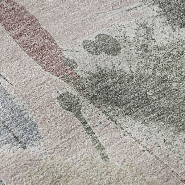 HomeRoots 8' X 8' Blush Mauve & Gray Floral Washable Round Rug - Durable, UV-Protected, Non-Slip Design! 694361