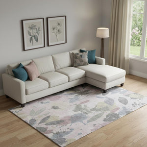 HomeRoots 9' X 12' Blush Mauve & Gray Floral Area Rug - Durable, Washable, UV-Protected for Everyday Living 694363