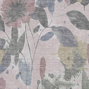 HomeRoots 9' X 12' Blush Mauve & Gray Floral Area Rug - Durable, Washable, UV-Protected for Everyday Living 694363