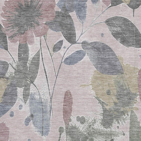 HomeRoots 9' X 12' Blush Mauve & Gray Floral Area Rug - Durable, Washable, UV-Protected for Everyday Living 694363