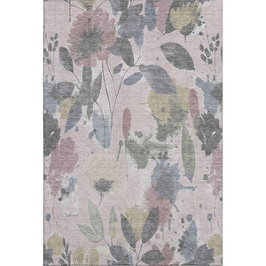 HomeRoots 10' X 14' Blush Mauve & Gray Floral Area Rug - Washable, UV-Protected, Perfect for High-Traffic Spaces! 694364