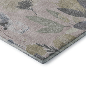 HomeRoots 10' X 14' Blush Mauve & Gray Floral Area Rug - Washable, UV-Protected, Perfect for High-Traffic Spaces! 694364
