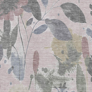HomeRoots 10' X 14' Blush Mauve & Gray Floral Area Rug - Washable, UV-Protected, Perfect for High-Traffic Spaces! 694364