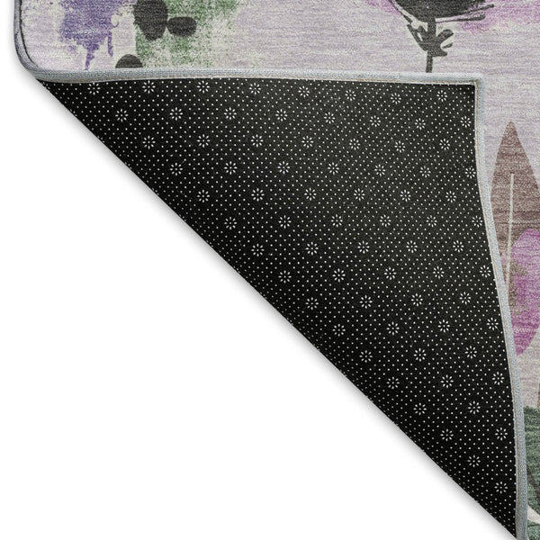 HomeRoots 8' Floral Area Rug in Lavender, Green & Mauve - Washable, UV Protected, Durable for High-Traffic Homes 694374