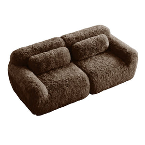 English Elm 2-seater Modular Cloud Sofa Plush Fluffy Sectional with Pillows for Living Room W714P380147