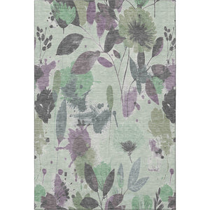 HomeRoots 8' Sage Lavender and Gray Floral Area Rug – Durable, Stain-Resistant, UV-Protected for Everyday Elegance 694380
