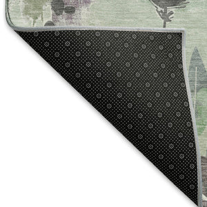 HomeRoots 9' X 12' Sage Lavender & Gray Floral Area Rug – Washable, UV Protected, Perfect for Homes with Kids & Pets! 694381