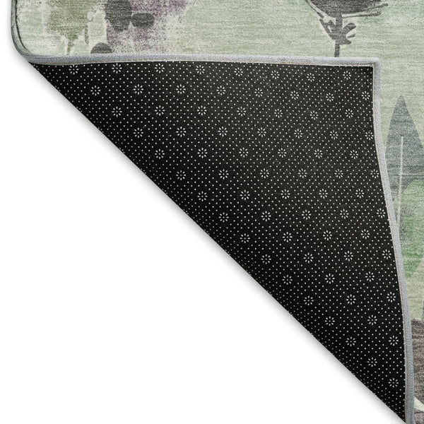 HomeRoots 9' X 12' Sage Lavender & Gray Floral Area Rug – Washable, UV Protected, Perfect for Homes with Kids & Pets! 694381