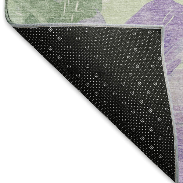 HomeRoots 8' X 8' Floral Round Rug in Lavender & Green - Washable, UV-Protected, Perfect for Any Home Decor! 694385