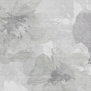 HomeRoots 9' X 12' Elegant Beige Gray Ivory Floral Washable Area Rug with UV Protection for High Traffic Areas 694399
