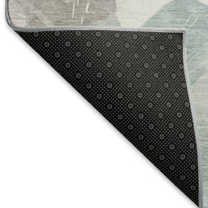 HomeRoots 10' X 14' Floral Area Rug in Pale Aqua, Ivory & Gray - Washable, UV-Protected for High-Traffic Spaces 694406