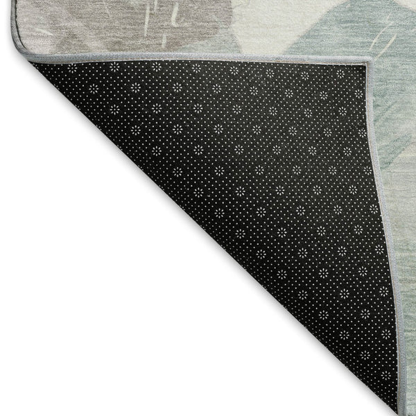 HomeRoots 10' X 14' Floral Area Rug in Pale Aqua, Ivory & Gray - Washable, UV-Protected for High-Traffic Spaces 694406