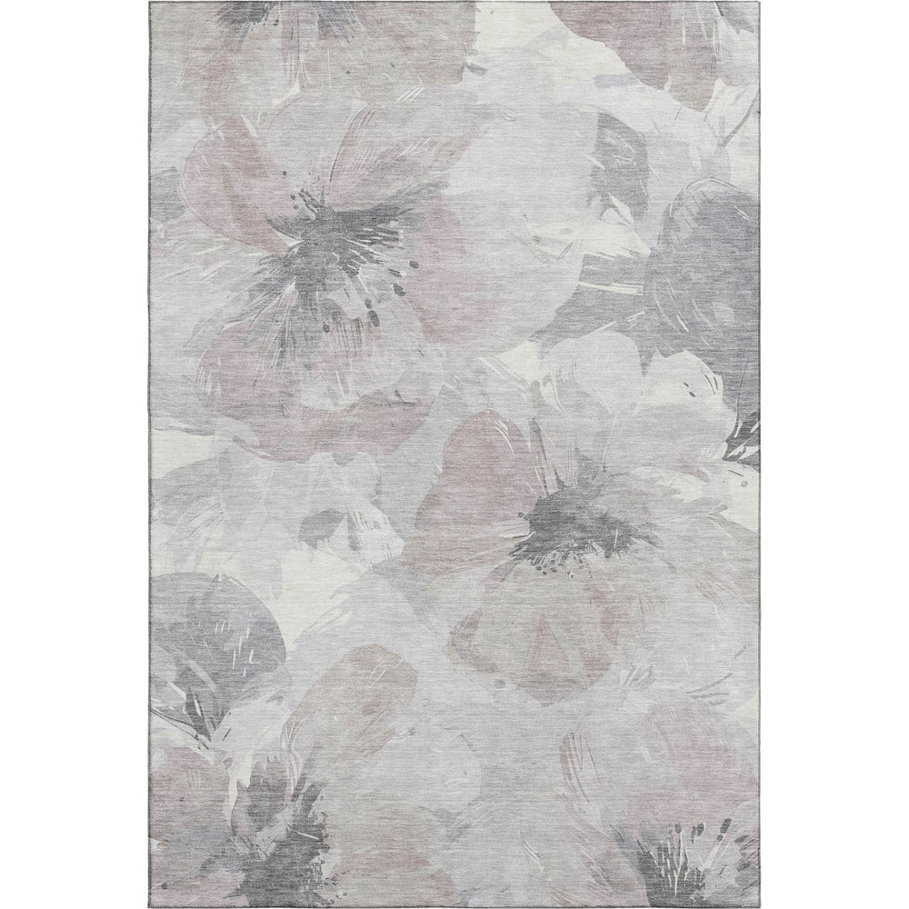 HomeRoots 5' X 8' Floral Washable Area Rug in Taupe, Ivory & Gray – UV Protected, Stain-Resistant Comfort! 694414