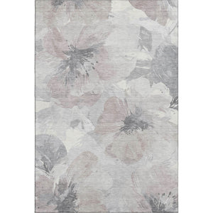 HomeRoots 8' Washable Floral Area Rug in Taupe, Ivory & Gray - UV Protected, Stain-Resistant, Durable Design 694416