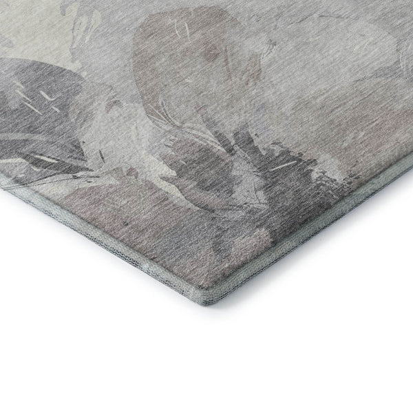 HomeRoots 8' Washable Floral Area Rug in Taupe, Ivory & Gray - UV Protected, Stain-Resistant, Durable Design 694416