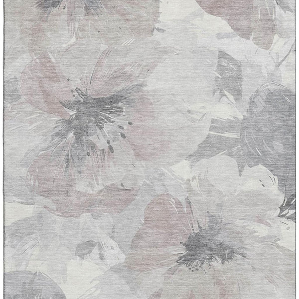 HomeRoots 8' Washable Floral Area Rug in Taupe, Ivory & Gray - UV Protected, Stain-Resistant, Durable Design 694416